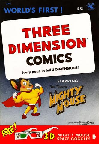 Mighty Mouse 3-D Comic Cover Vintage